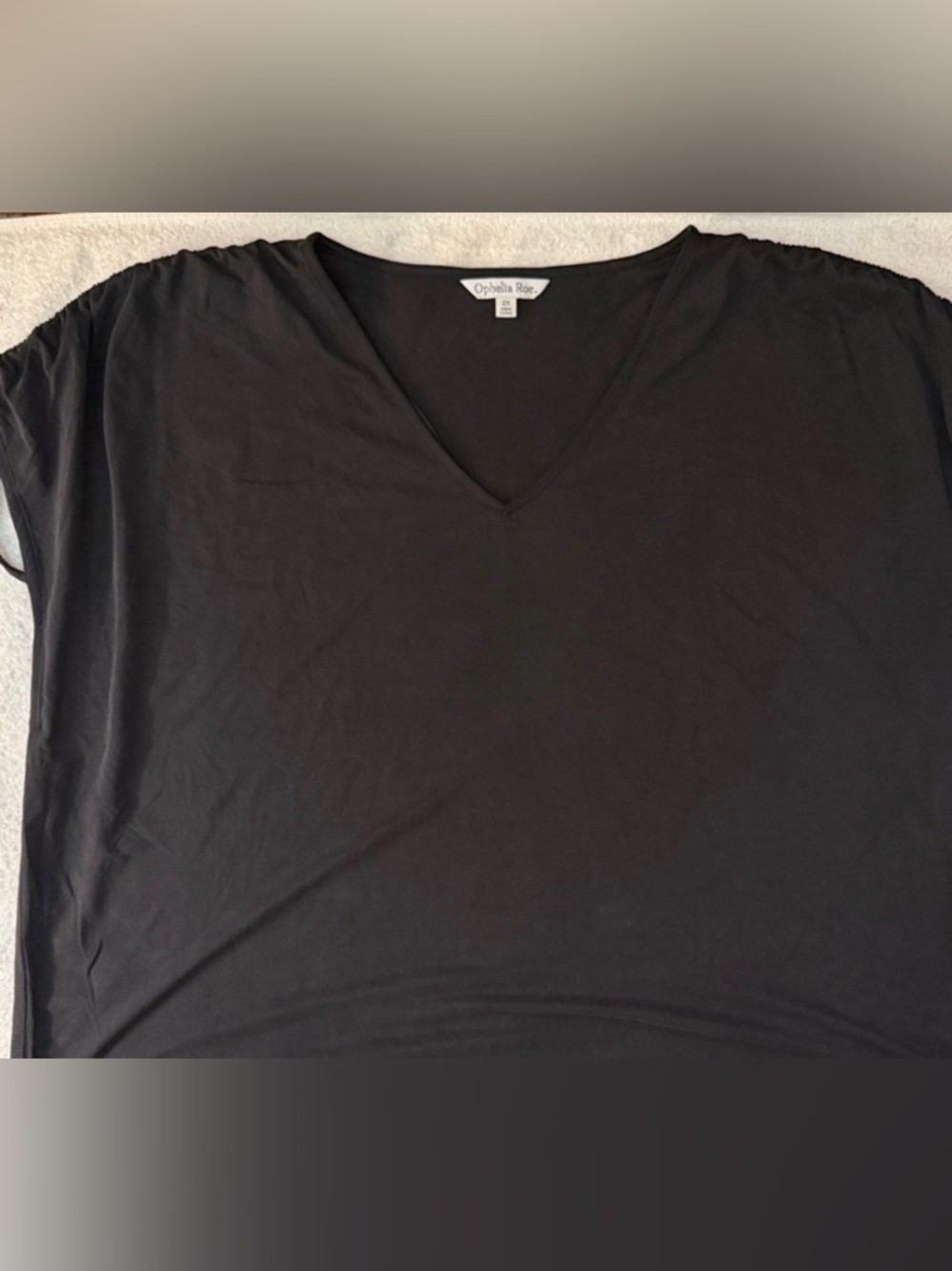 NWT Ophelia Rae V-Neck Top Chinch Shoulder Dolman Stretch Oversized Workwear - Picture 4 of 7